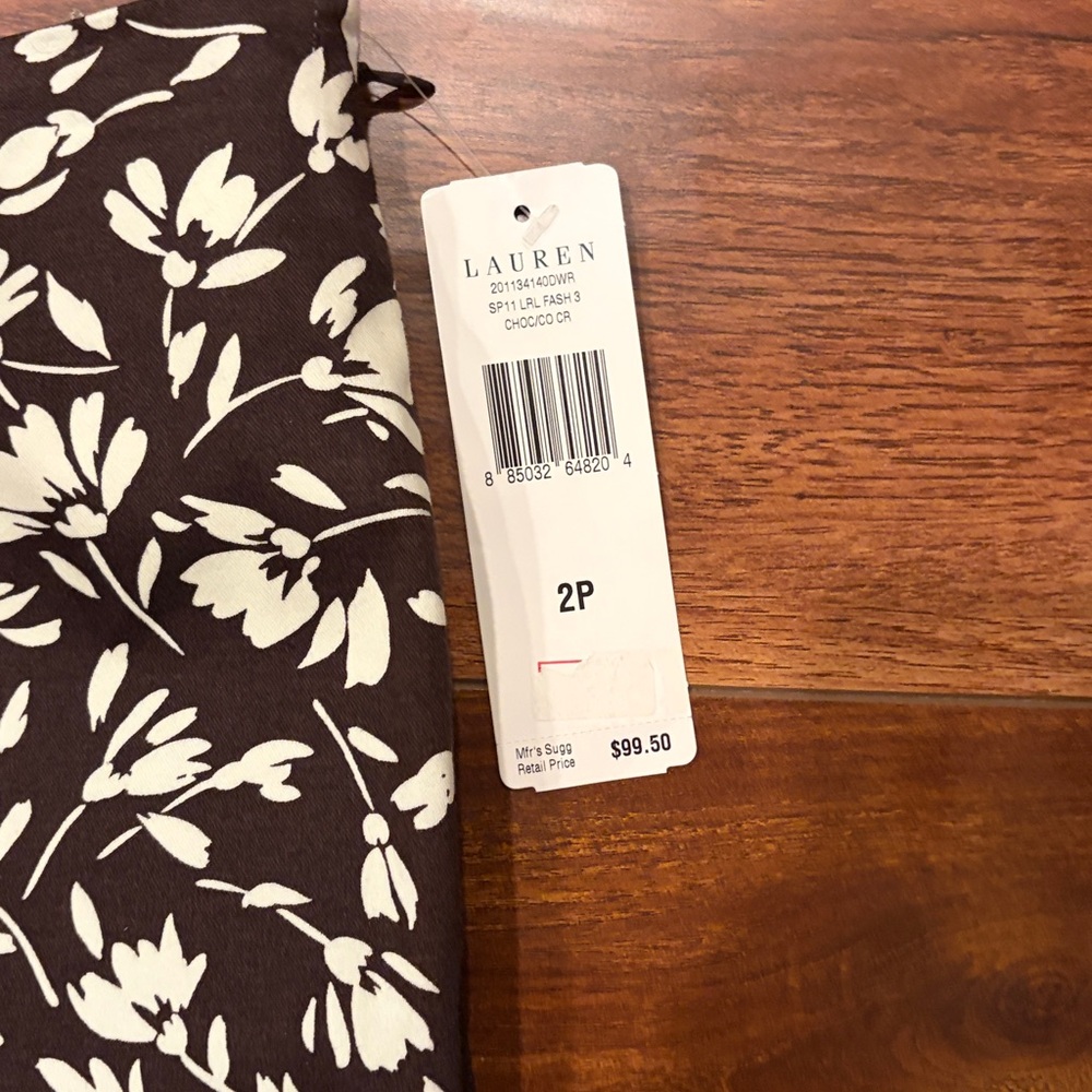 Lauren Ralph Lauren Brown & White Floral Pencil Skirt Size 2P NWT - Picture 6 of 9